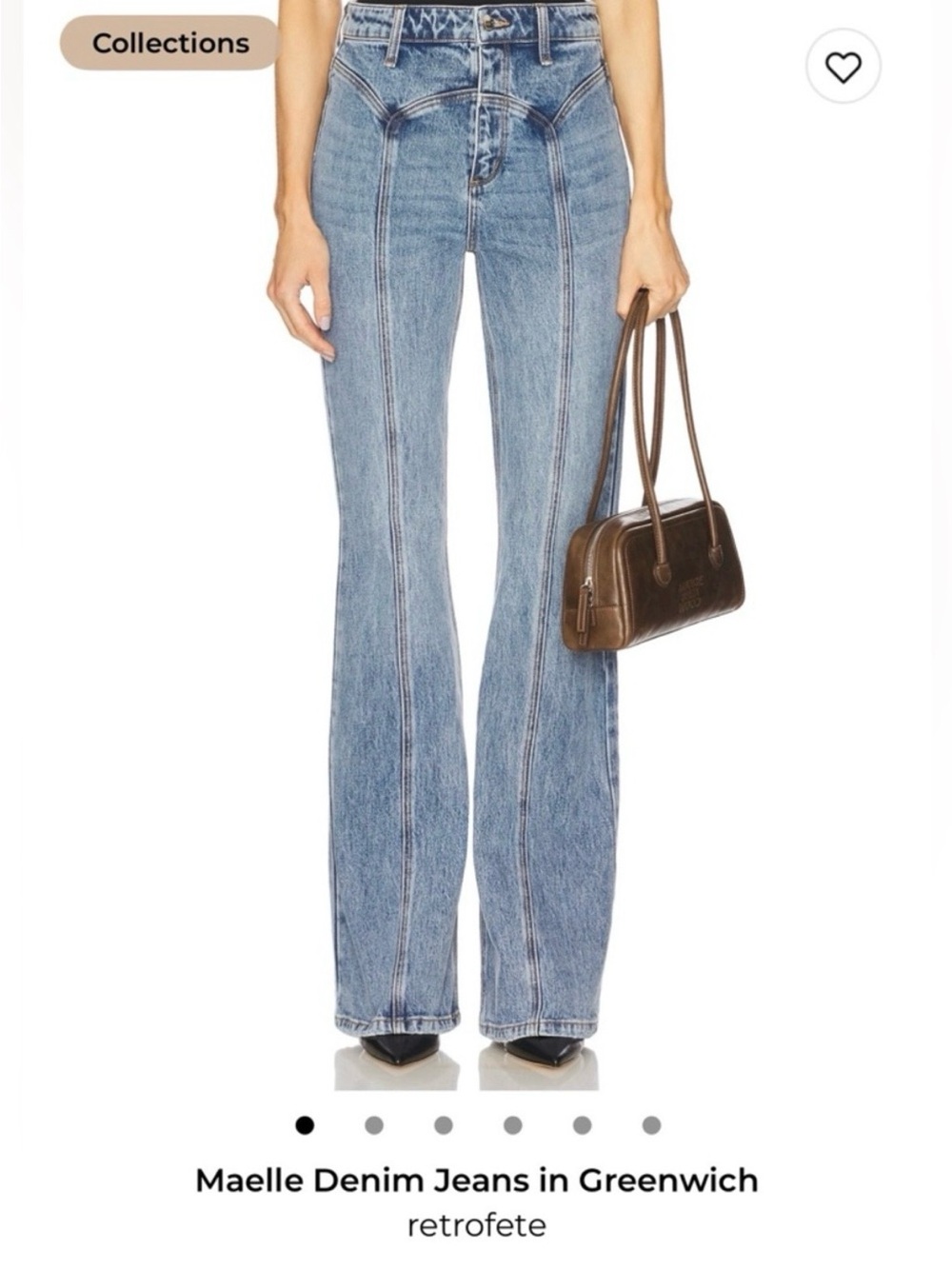Retrofete Maelle High-Rise Panel-Seam Flare Jeans in Greenwich, Size 24